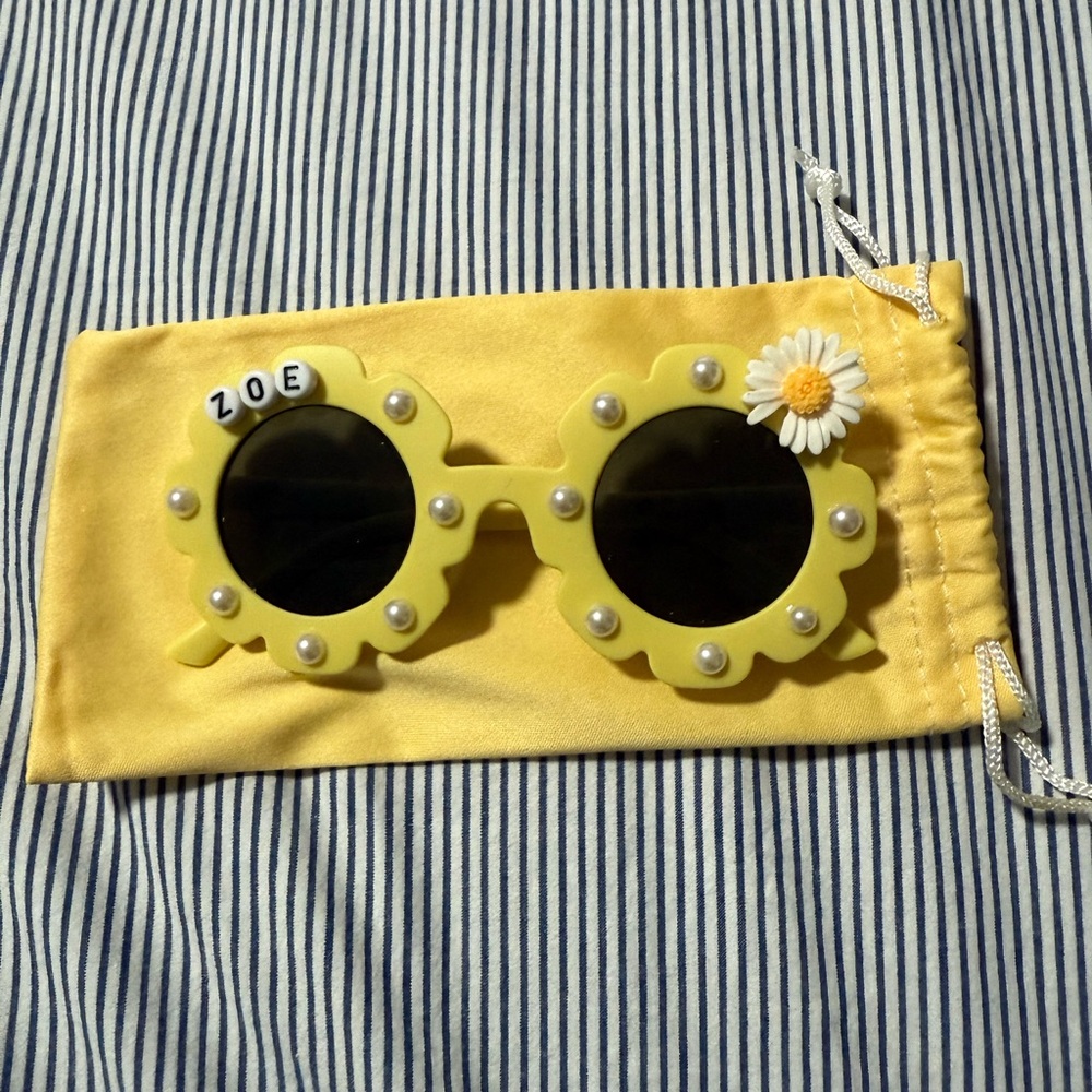 Yellow Kids Sunglasses with Daisy Accent